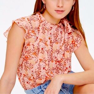 🤍New! Forever 21 Chiffon Neck-Tie Floral Blouse